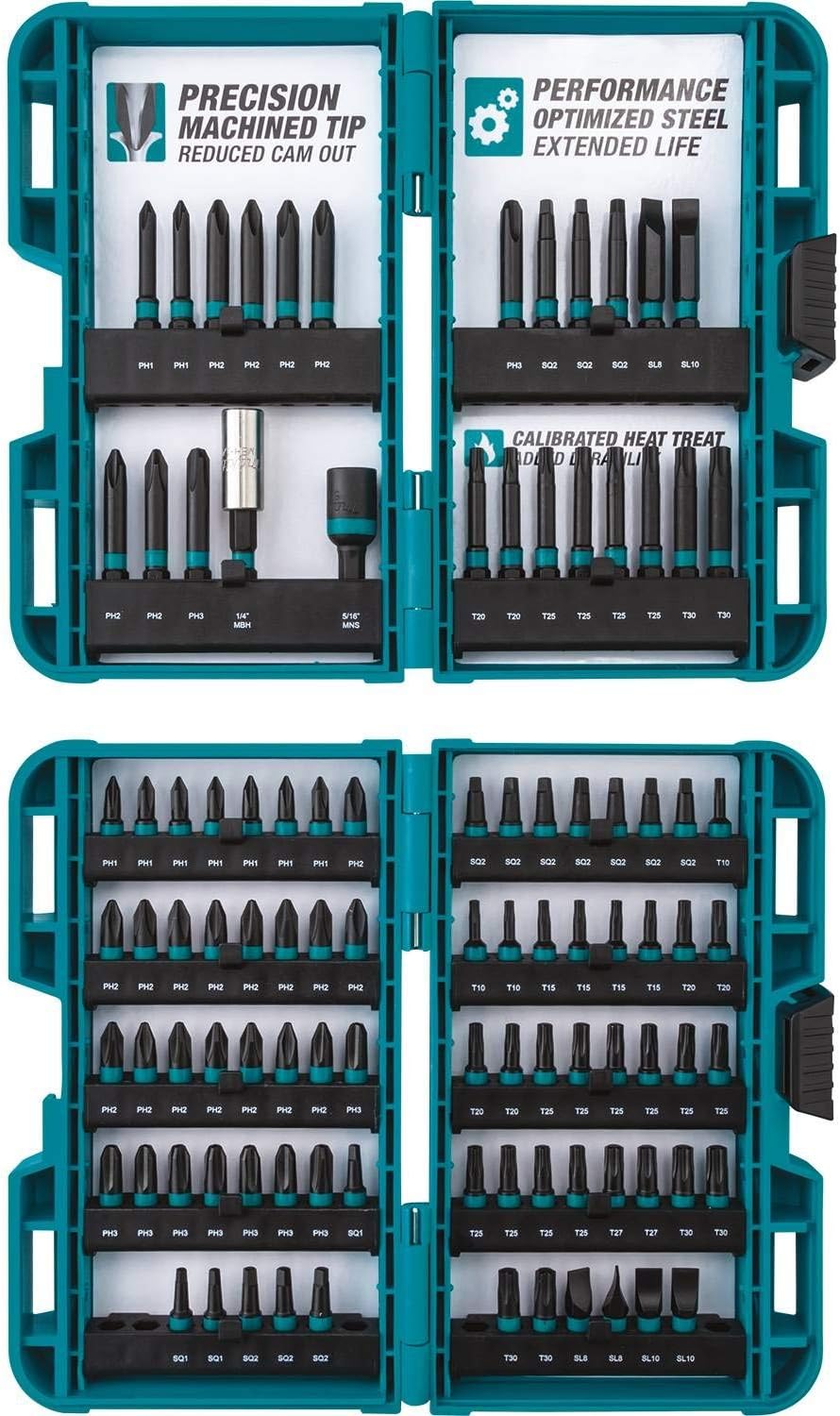 100-Piece Makita ImpactX Driving Bit Set E-00038 8-Piece Impact XPS 1/4 Drive 6-Point SAE Impact Socket Set $19.90 Free 