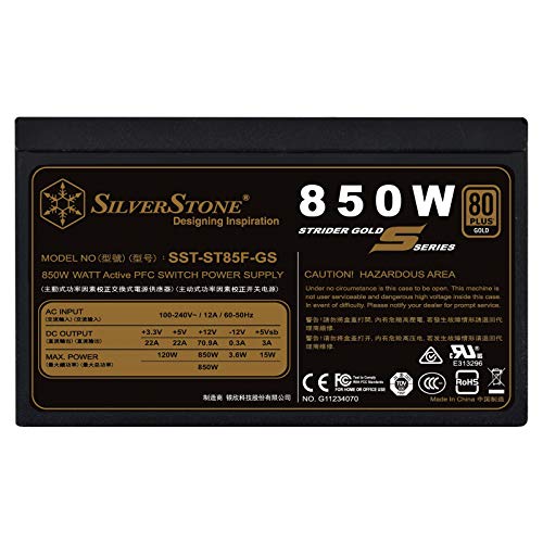 $103 SilverStone Technology 850W Computer Power Supply PSU Fully Modular with 80 Plus Gold 140mm Design Power Supply SST