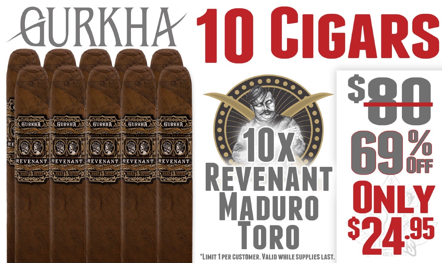 10-Pack Gurkha Revenant Maduro Cigars $24.95 Free Shipping