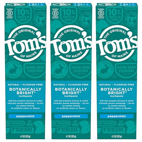 $11.90 w/ S S Toms of Maine Natural Fluoride-Free SLS-Free Botanically Bright Toothpaste, Peppermint, 4.7 oz. 3-Pack