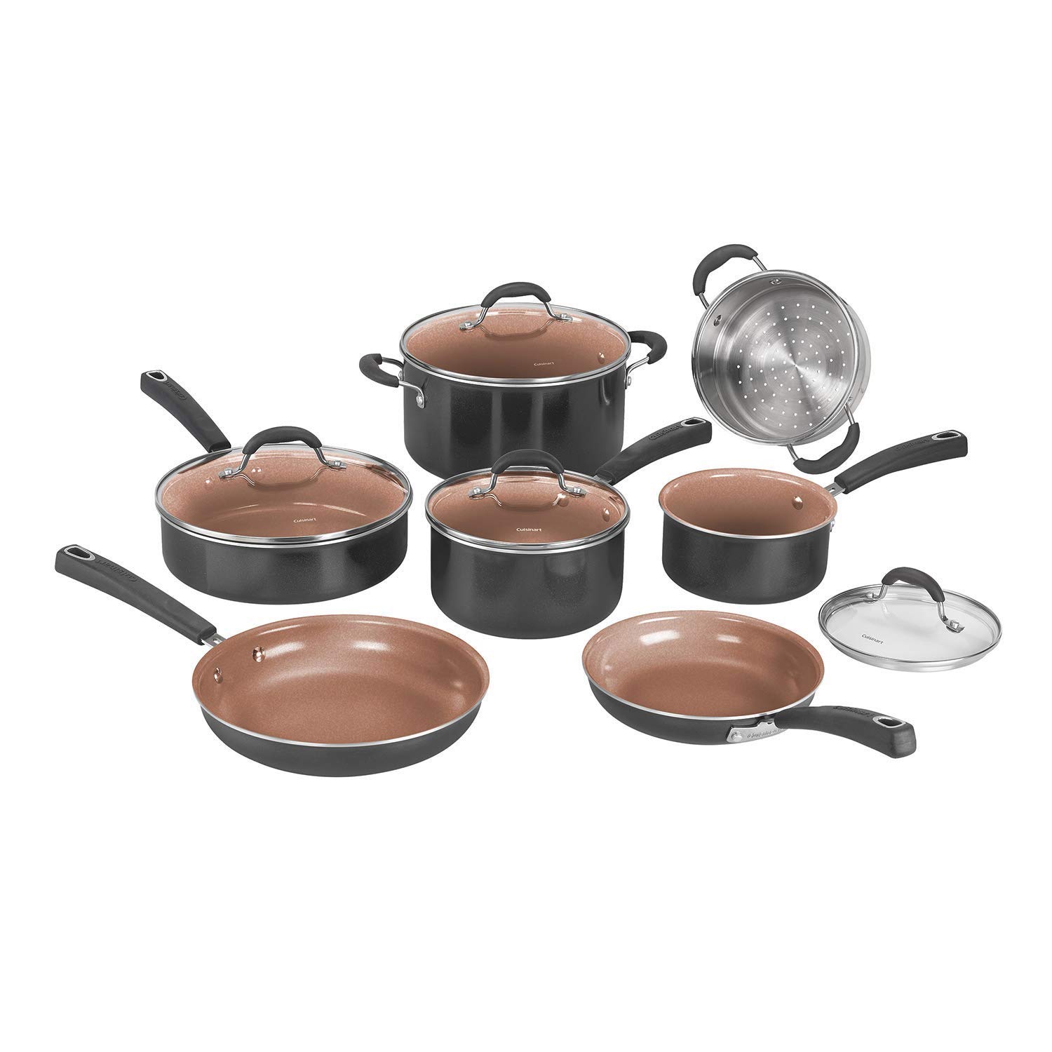 11-Piece Cuisinart Ceramic Nonstick 11 PC Cookware Set Black $59.99 Free Shipping