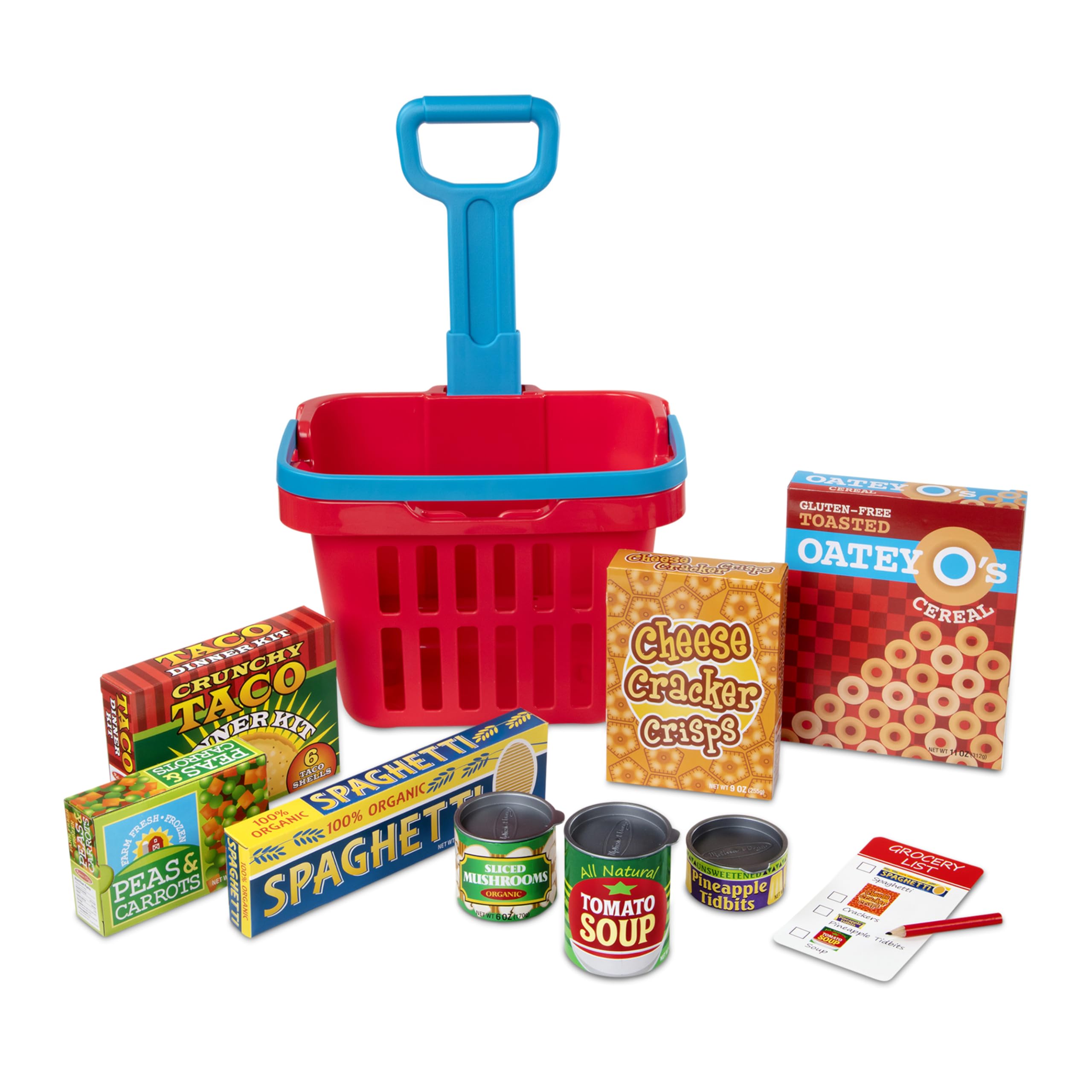 11-Piece Melissa Doug Fill and Roll Grocery Basket Play Set w/ Play Food Boxes and Cans $10 Free Shipping w/ Prime or on