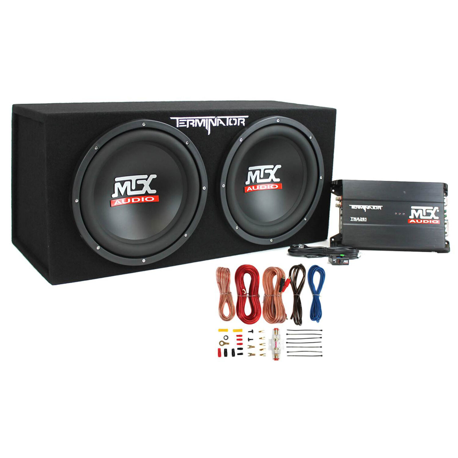 12 1200 Watt Dual Sub Bass Package Terminator Series 600W Mono Amp Kit $255 Free Shipping