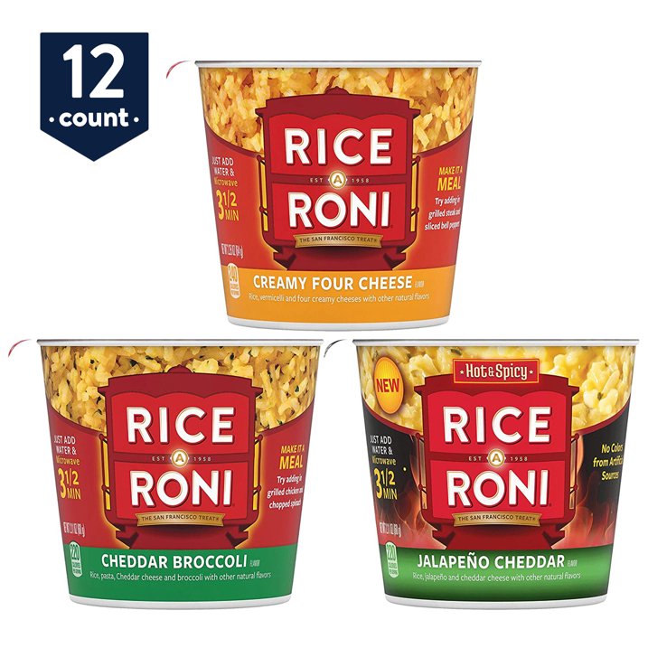 12-Count 2.25-Oz Cups Rice-A-Roni 3 Flavor Cheesy Variety Pack $9.50 Free Shipping w/ Walmart or $35