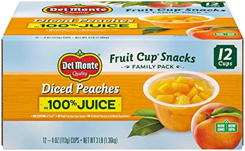 12-Pack 4-Oz Del Monte Diced Peaches Fruit Cups in 100 Fruit Juice $6.38 w/ S S Free Shipping w/ Prime or on orders over