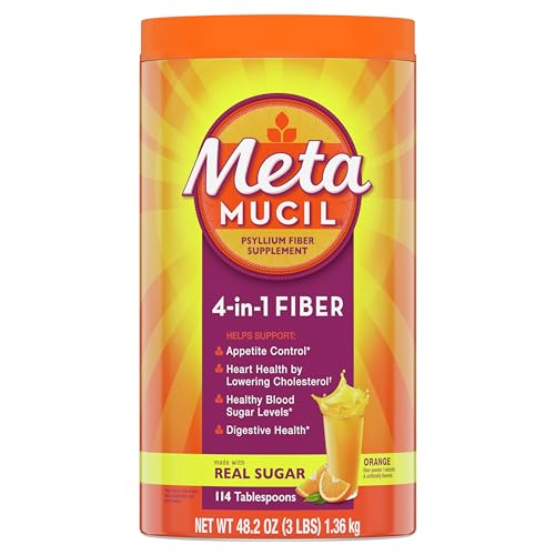 $14.55 Metamucil, Daily Psyllium Husk Powder Supplement with Real Sugar, 114 Servings