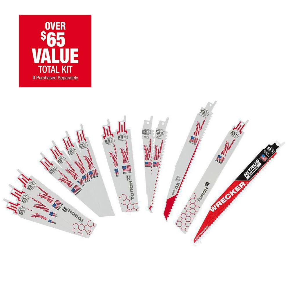 14-Piece Milwaukee SAWZALL Demolition Wood Metal Bi-Metal Reciprocating Saw Blade Set $18 Free S/H