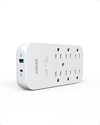 $15.18 Prime Members Anker 6-Outlet Wall Outlet Extender w/ 20W USB-C PD Port USB-A Port