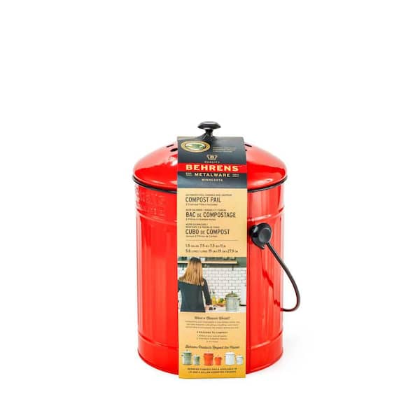 1.5-Gallon Galvanized Steel Compost Pail Red $10 Free Shipping