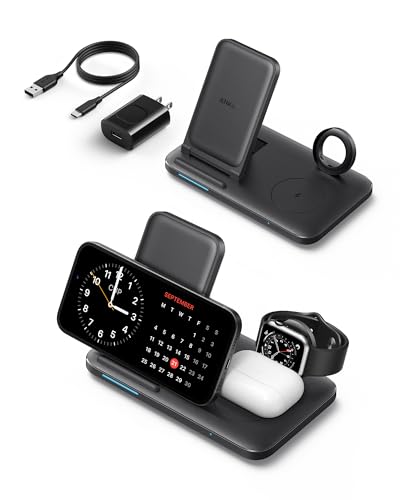 $17 Prime Members Anker Foldable 3-in-1 Wireless Charging Station 335 w/ Adapter