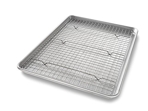 $18.26 USA Pan Bakeware Half Sheet Baking Pan and Bakeable Nonstick and Cooling Rack Set, Metal