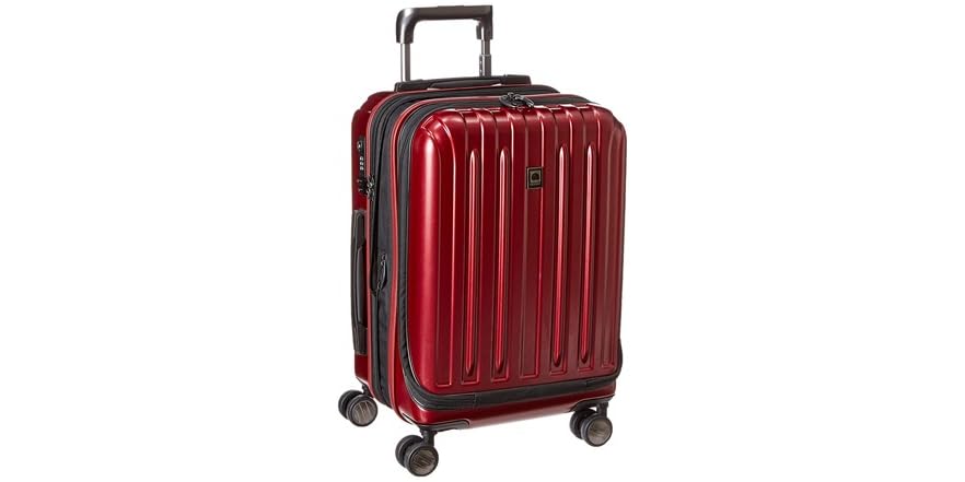19 Delsey Paris Helium Titanium Hard Case Expandable Spinner Luggage w/ Front Pocket Black Cherry Red $70 Free Shipping 