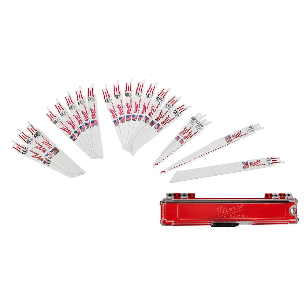 20-Piece Milwaukee SAWZALL Bi-Metal Wood Metal Reciprocating Saw Blade Set $15.97 Free Shipping