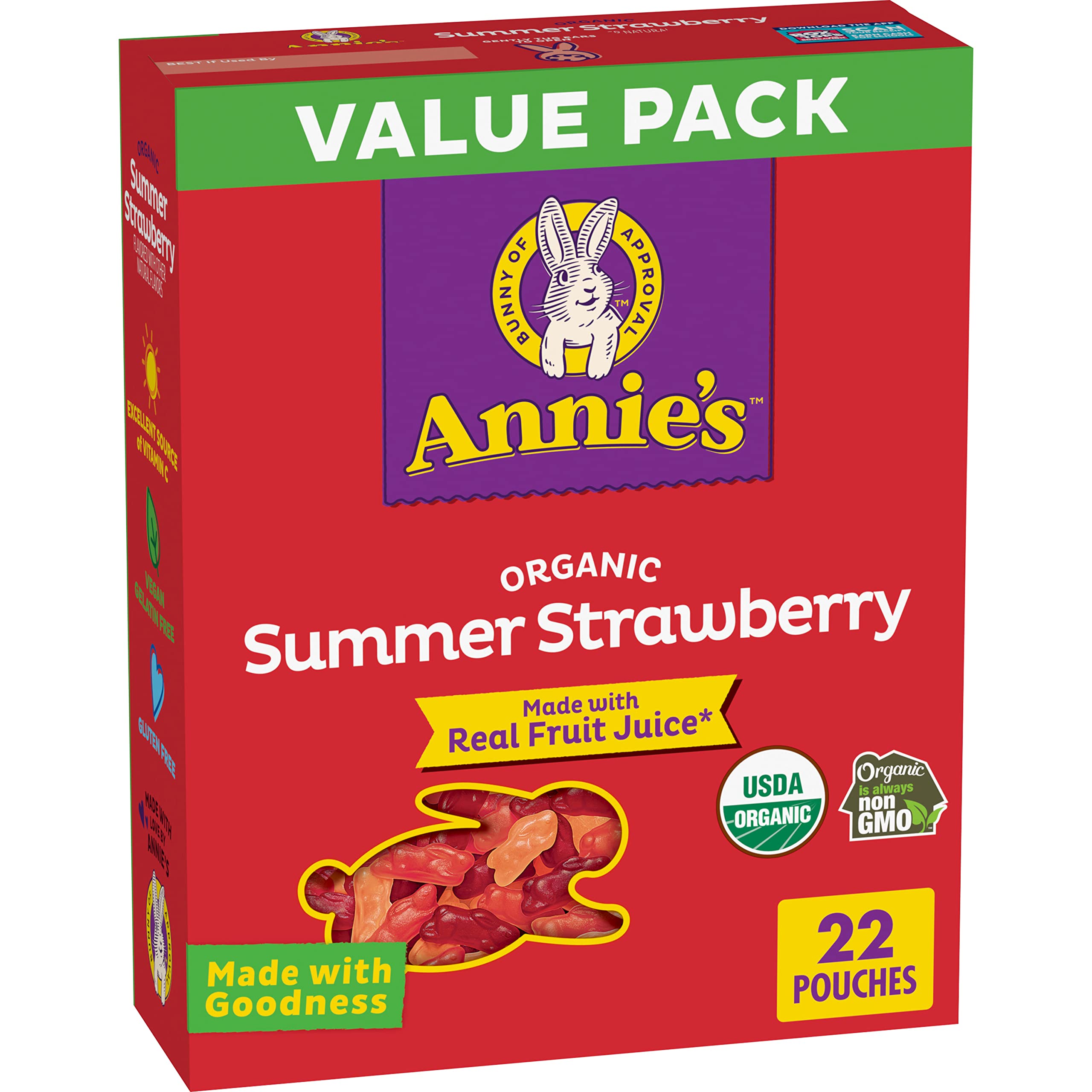 22-Pouch Annies Organic Bunny Fruit Flavored Snacks Value Pack Summer Strawberry 4 Boxes for $22.95 w/ S S Free Shipping