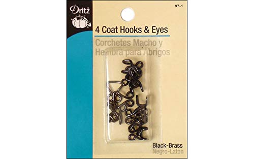 $2.39 Dritz 97-1 Coat Hook Eye Closures, Black-Brass 4-Count