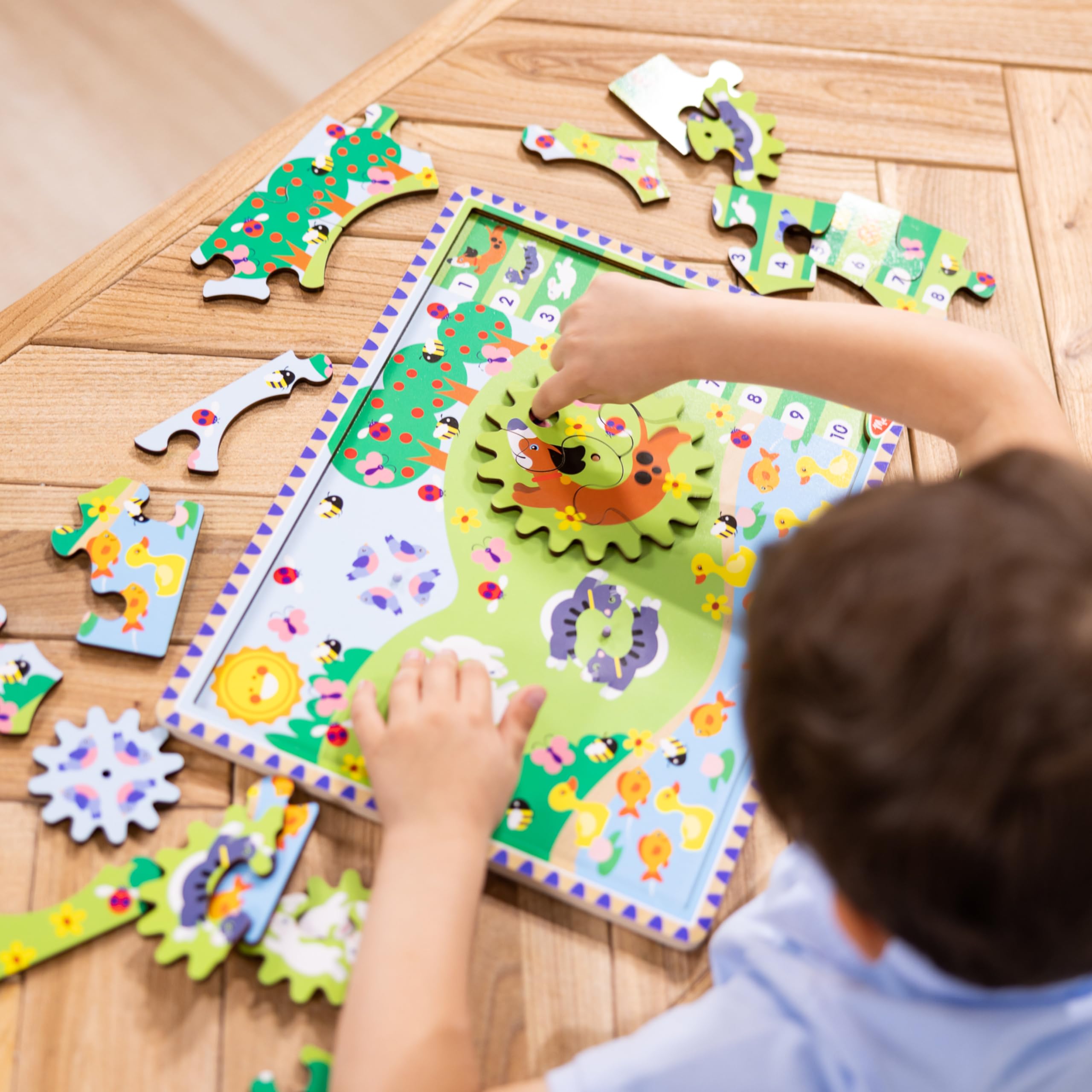 24-Piece Melissa Doug Wooden Animal Chase Jigsaw Spinning Gear Puzzle w/ Counting, Search, Find Activities $7.46 Free Sh