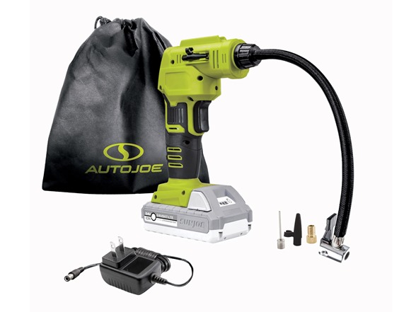 24V Auto Joe IONMAX Cordless Portable Air Compressor Kit w/ 2Ah Battery, Charger, Storage Bags Nozzles $20 Free Shipping