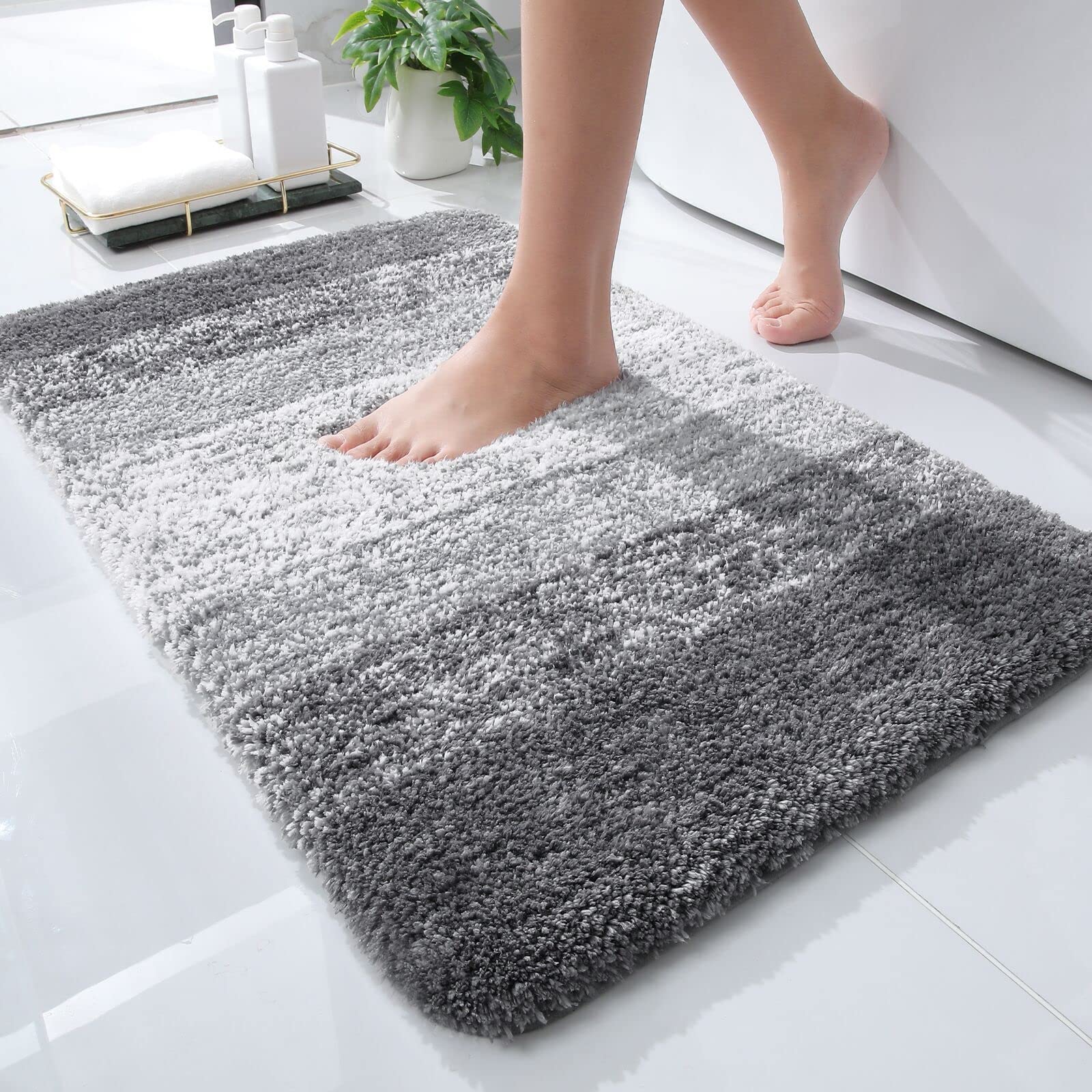 24 x 16 Olanly Extra Soft Microfiber Non-Slip Bath Rug Grey $5.93 Free Shipping w/ Prime or $35