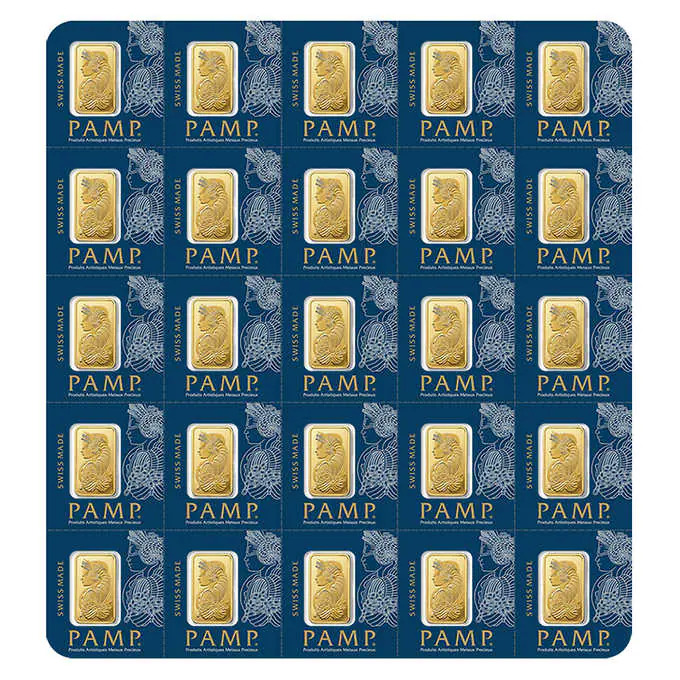 25 Gram Pamp Suisse Lady Fortuna Multigram Gold Bar Veriscan New in Assay