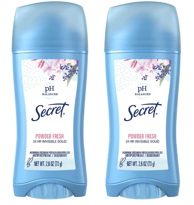 2.6-Oz Secret Solid Antiperspirant Deodorant Various 2 for $3.68 $1.84 Each Free Store Pickup $10 at Walgreens