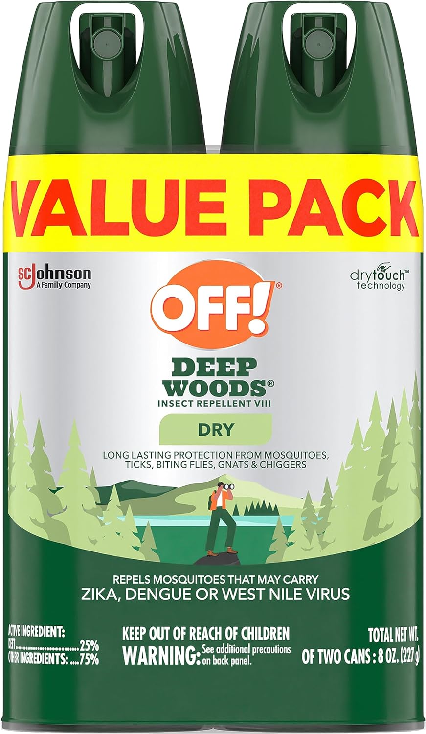 2-Ct. 4oz. Cans OFF Deep Woods Insect Repellent VIII Dry $4.94 Free Ship w/Prime or on orders $35