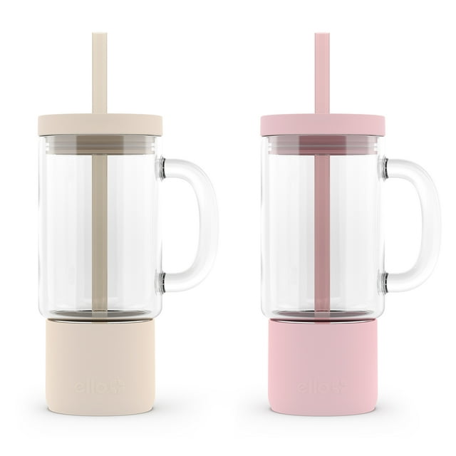 2-Pack 18-Oz Ello Nova Glass Tumbler w/ Straw Cream Pink $7.90 $3.96 Ea Free S H w/ Walmart or $35