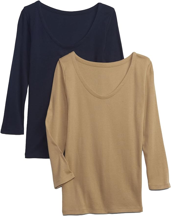 2-Pack GAP Womens 3/4 Sleeve Favorite Ballet Tee T-Shirt Medium Only, Navy/Cargo Khaki $6.57