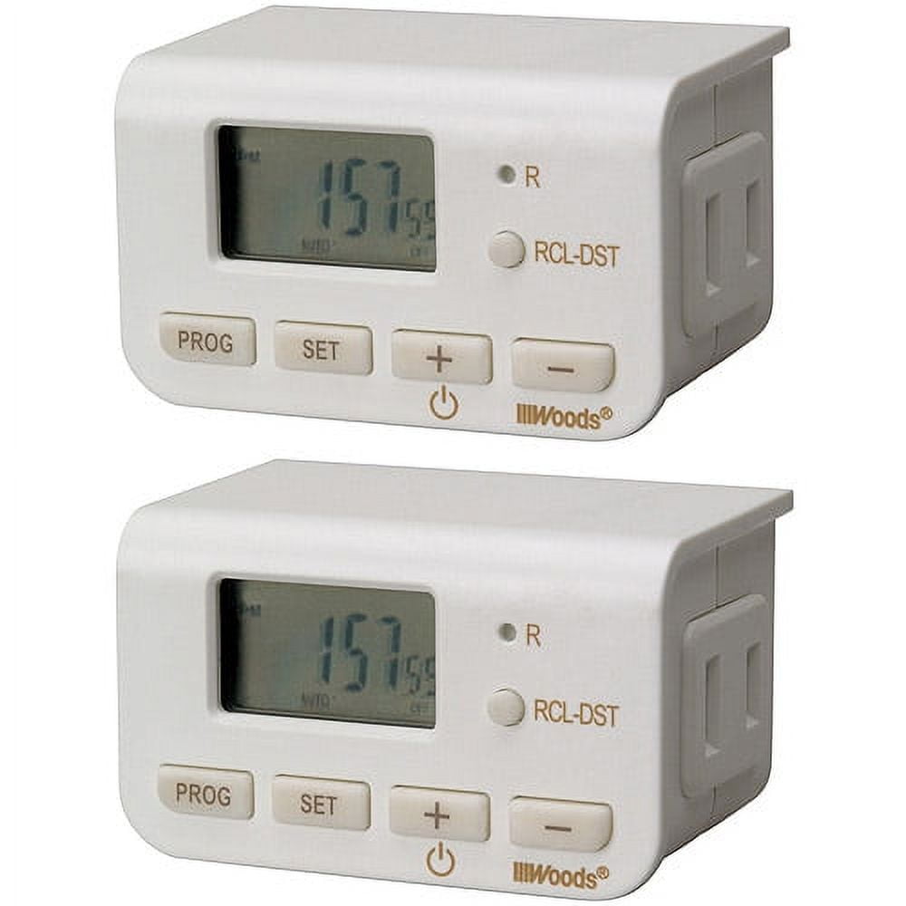 2-Pack Woods Indoor 24-Hour Digital Plug in Timer White $6.92 Free S H w/ Walmart or $35
