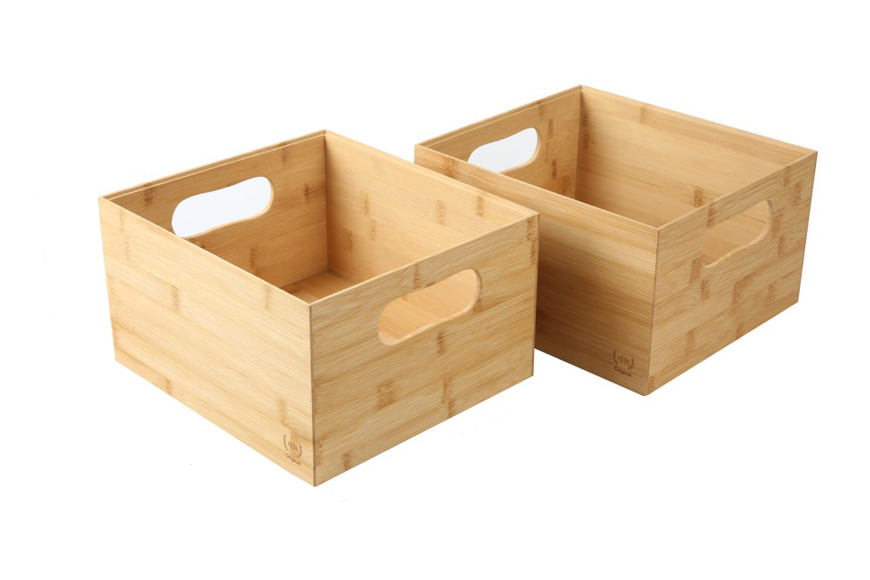 2-Piece 10.5 x 9.5 x 6 The Home Edit Bamboo Small Bamboo Organizing Storage Bins $6.02 $3.01 Ea Free S H w/ Walmart or $