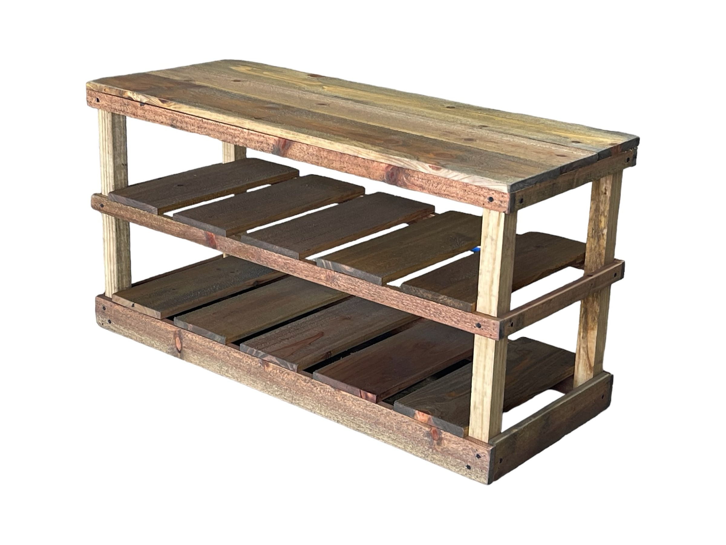 36 Woven Paths 2-Tier Shoe Rack Wood Bench Brown $52 Free Shipping