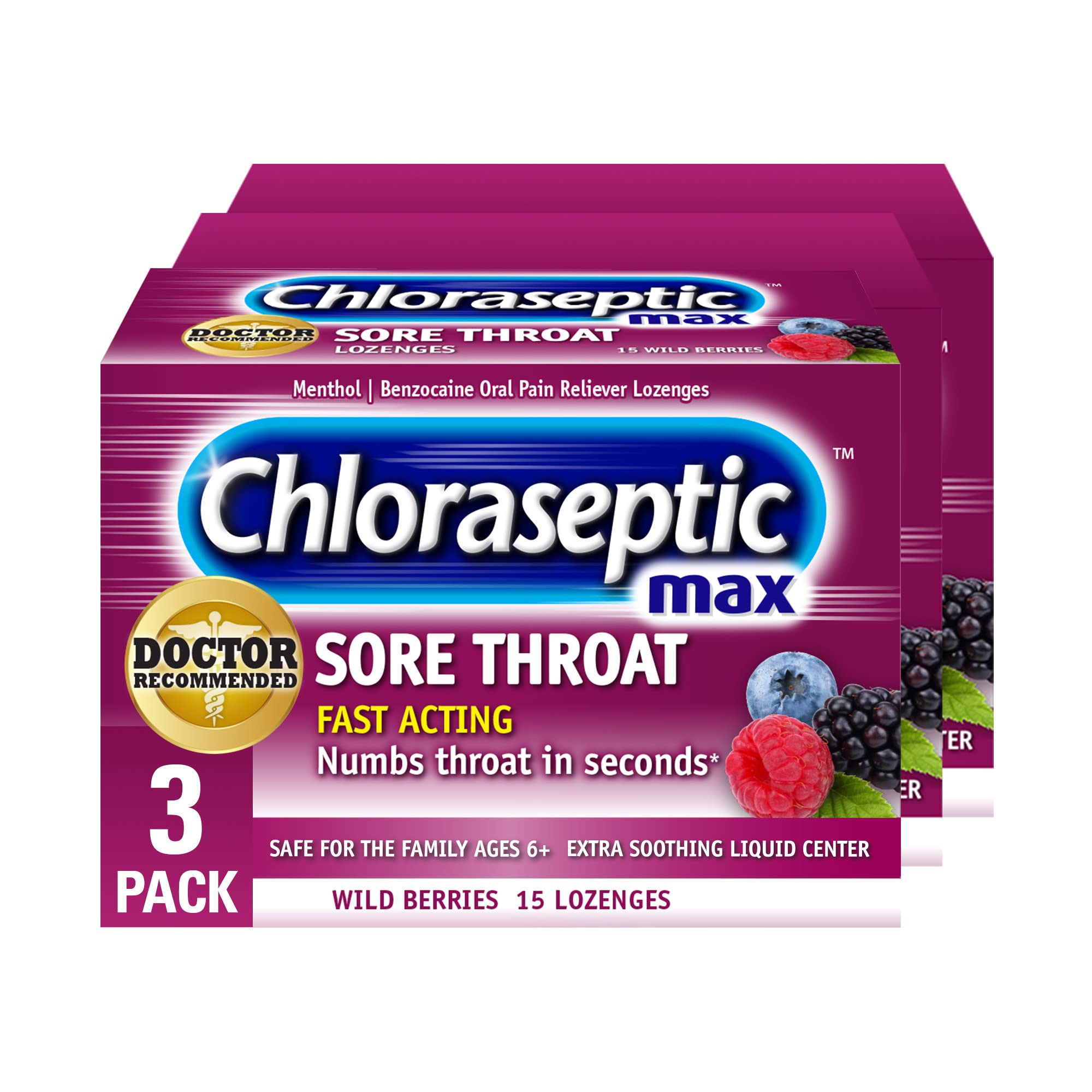 3-Pack 15-Count Chloraseptic Max Strength Sore Throat Lozenges Wild Berries $7.46 w/ S S Free Shipping w/ Prime or on $3