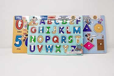 3-Pack Melissa Doug Peg Puzzles Disney Alphabet, Numbers, and Shapes/Colors $10.50 Free Shipping w/ Prime or $35