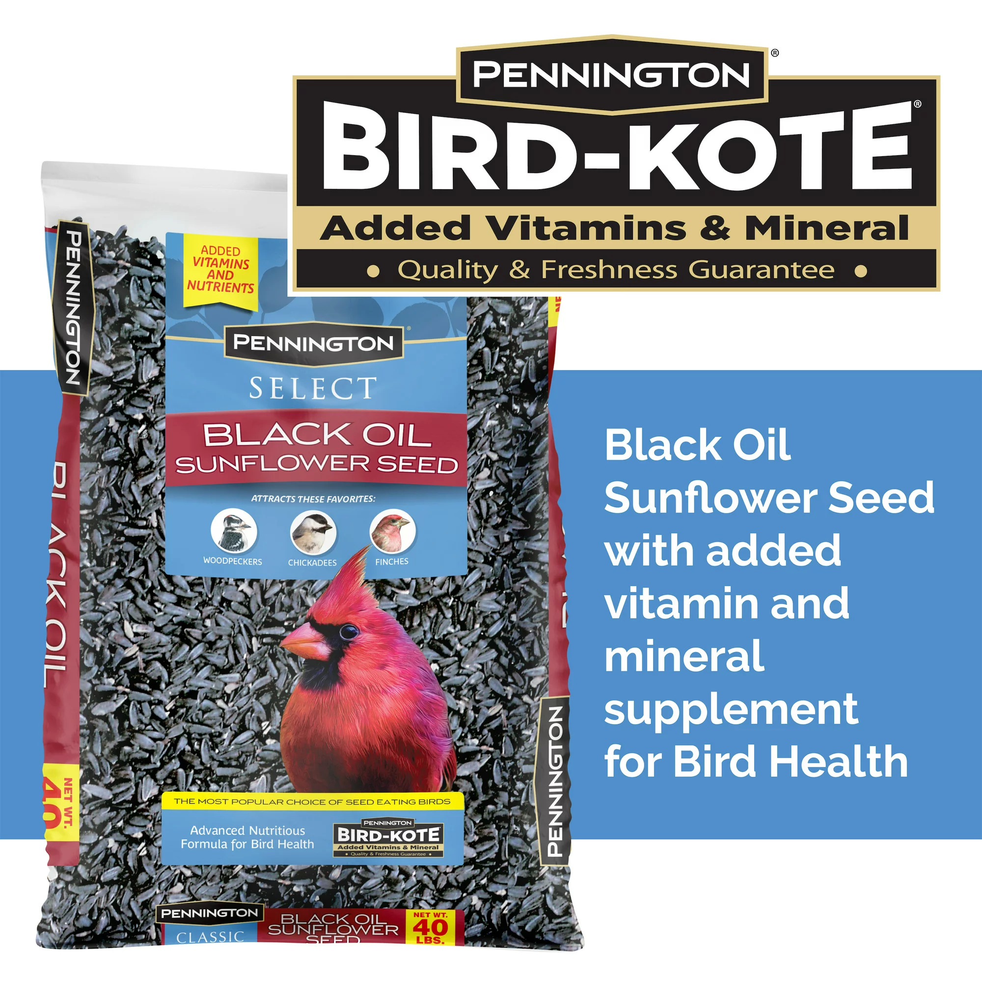 40-lb Pennington Select Black Oil Sunflower Seed Dry Wild Bird Feed $20 More