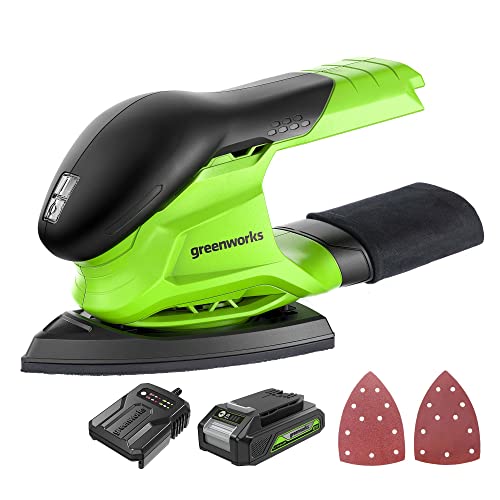 $45 Greenworks 24V Finishing Sander 11,000 OPM Cordless with 2Ah Battery and Charger
