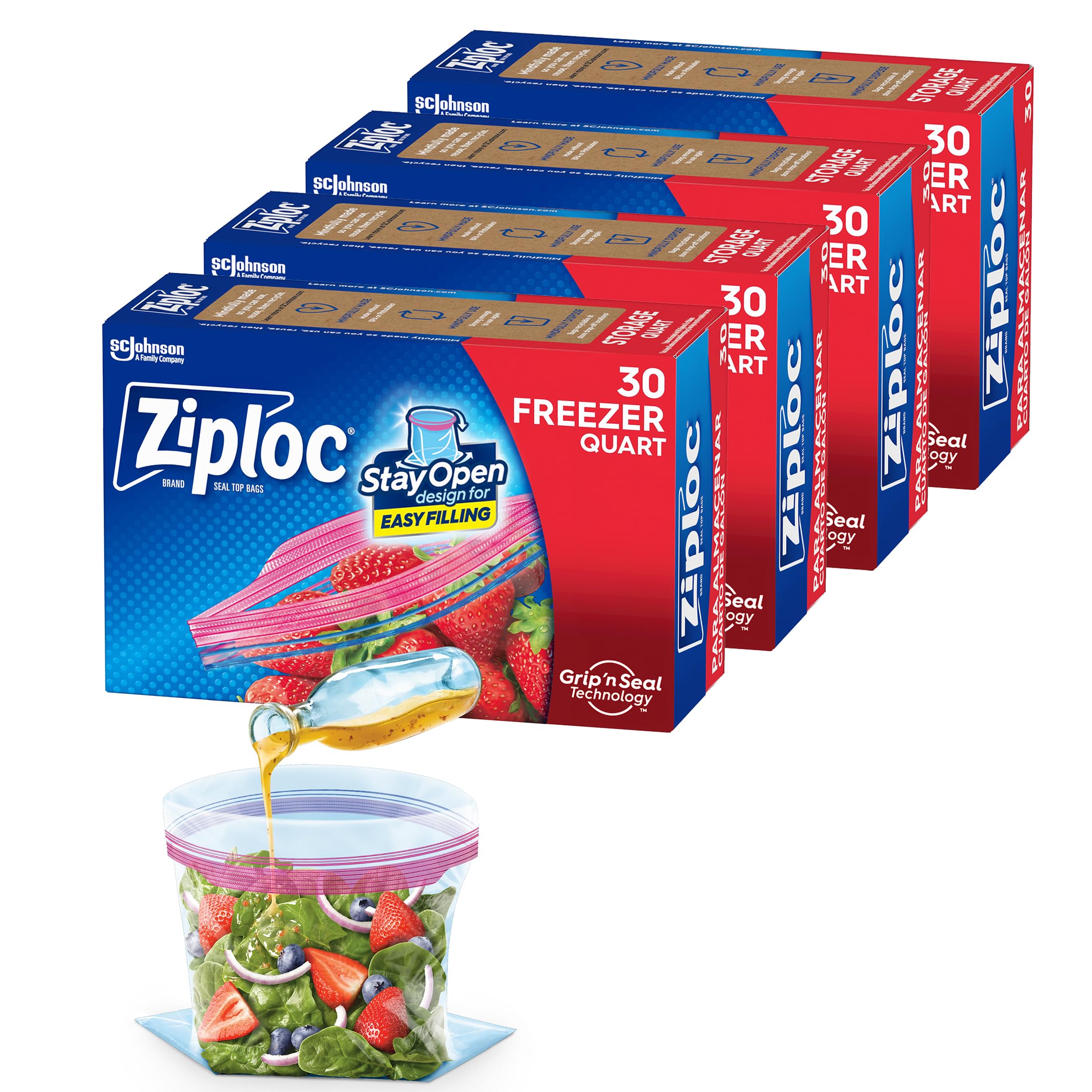 4-Pack Ziploc Freezer Quart Food Storage Bags 30 Count $10.20 $2.55/pack w/ S S Free Shipping w/ Prime or on $35