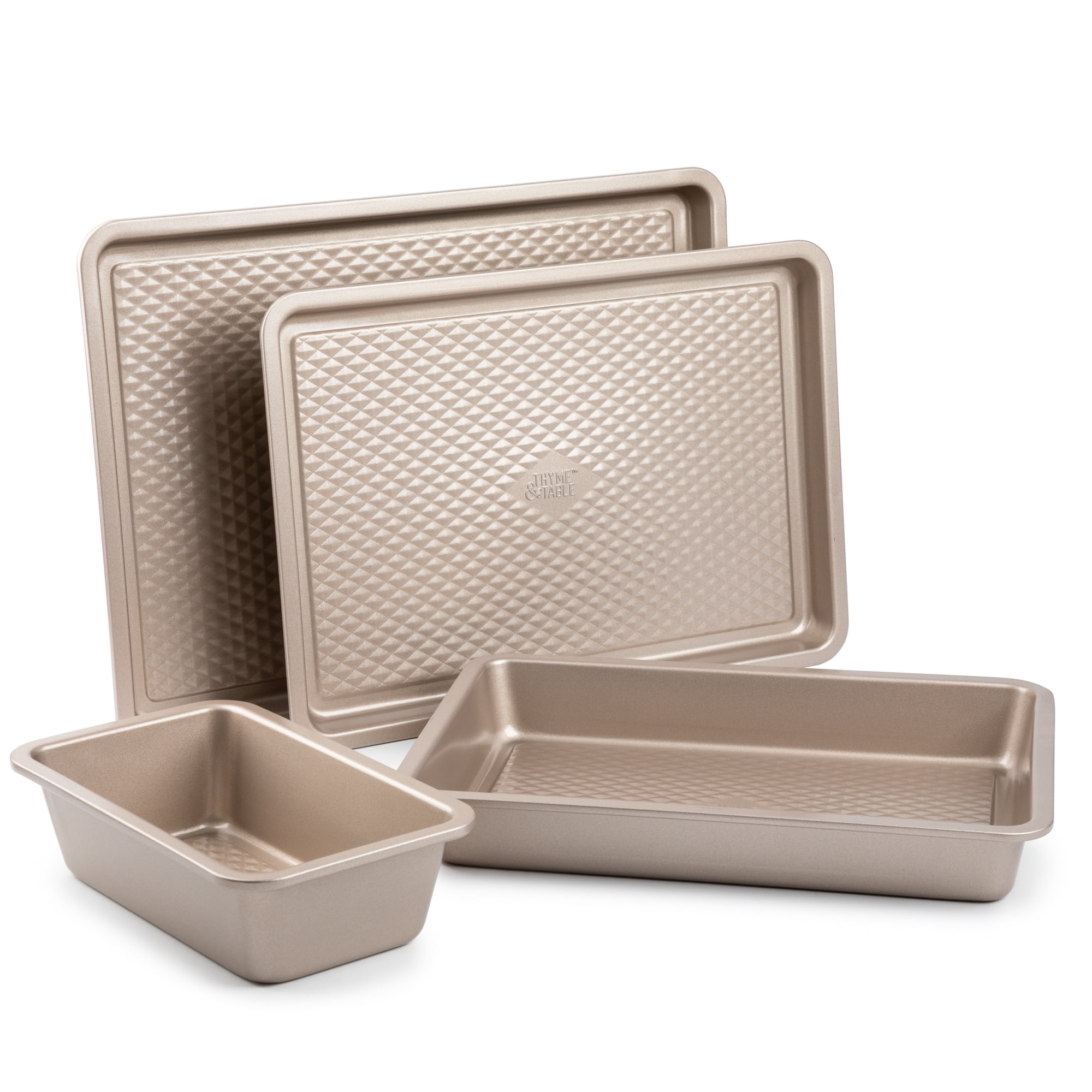4-Piece Thyme Table Non-Stick Aluminized Steel Baking Set Champagne Gold $11.23 Free S H w/ Walmart or $35