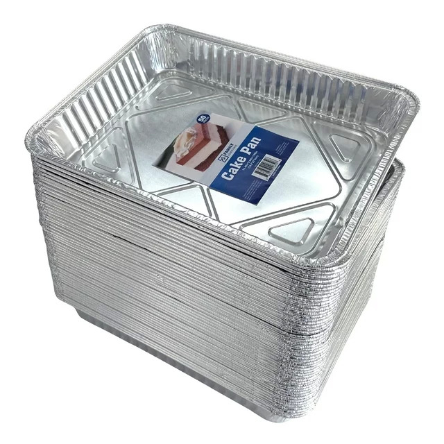 50-Count 13 x 9 Family Essentials Aluminum Foil Cake Pans $13
