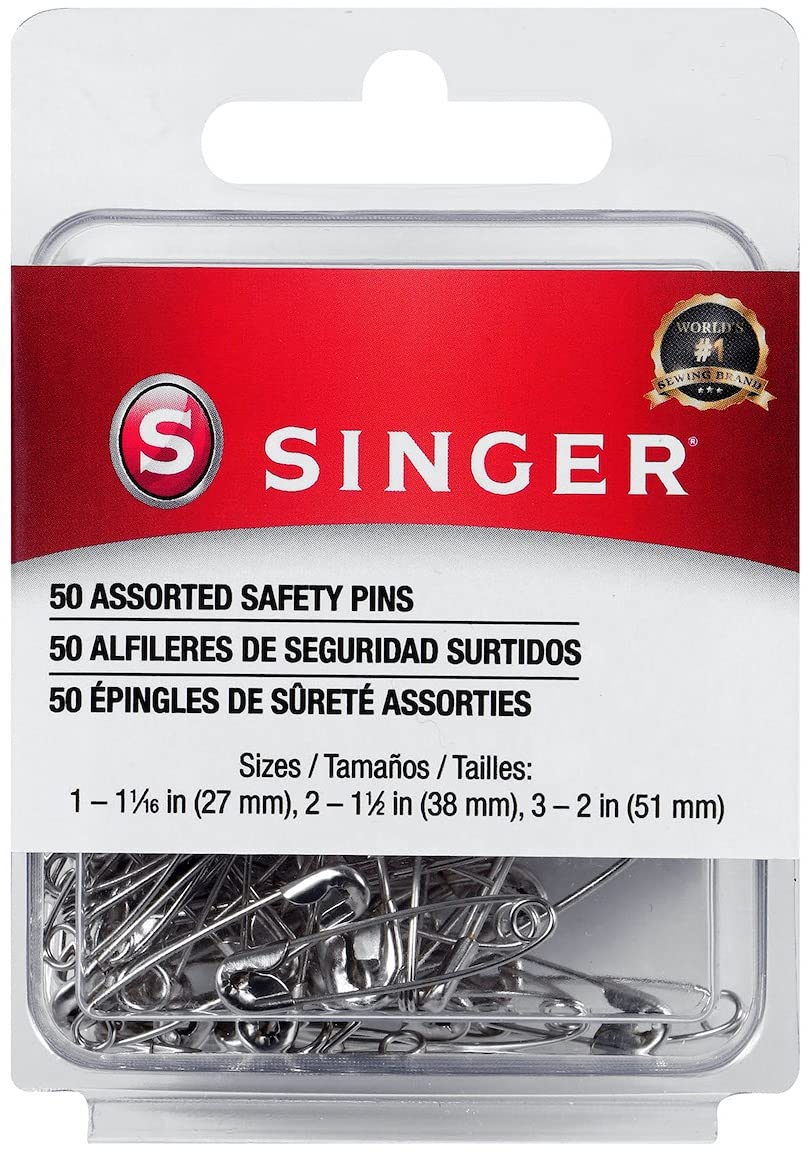 50-Count Singer Steel Safety Pins 1-1/16 / 1-1/2 / 2 $1.61 Free Ship w/Prime or on orders $35