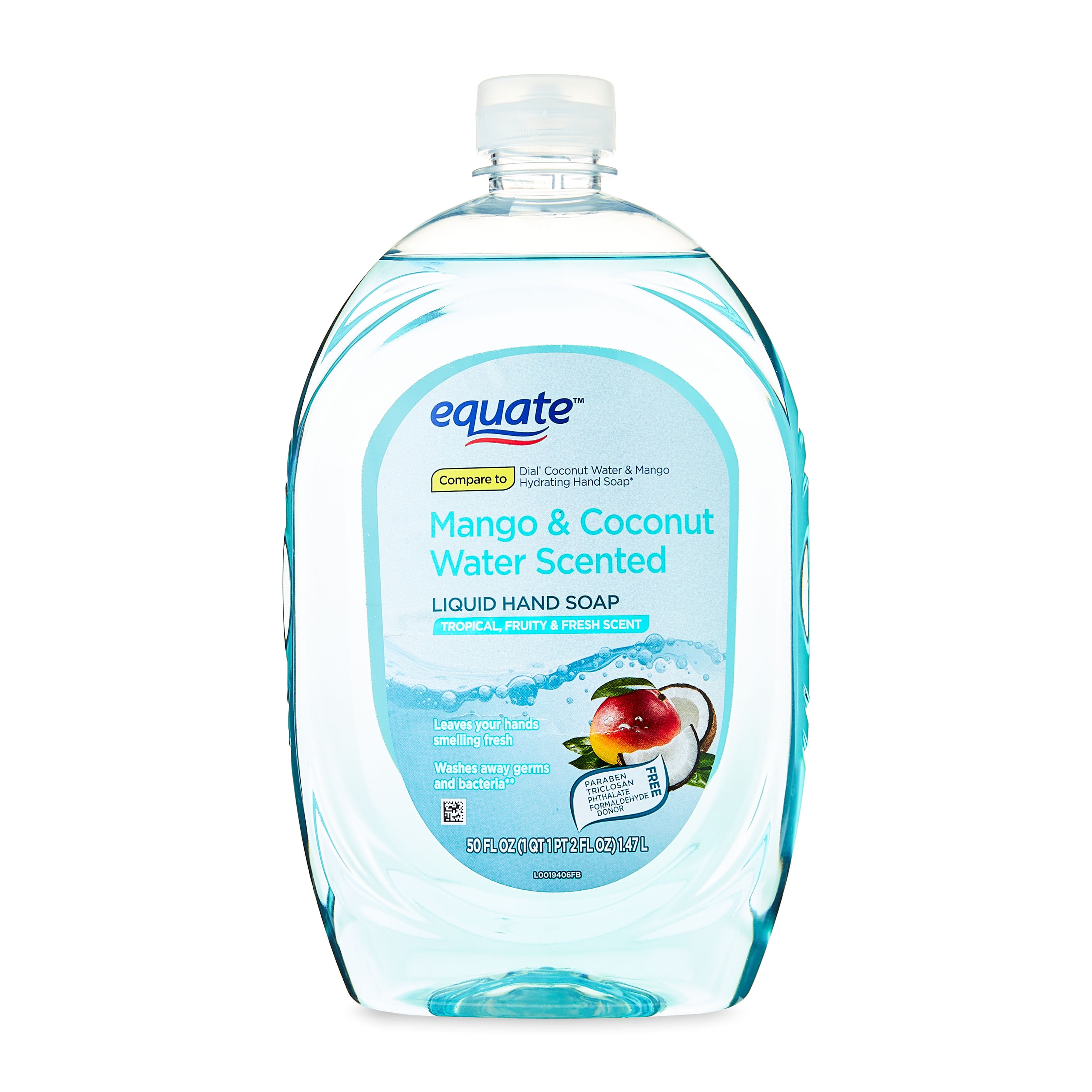 50 oz Equate Liquid Hand Soaps, Mango coconut, Berries White Tea, Clear, Antibacterial, Citrus, more , $2.97, Walmart, F