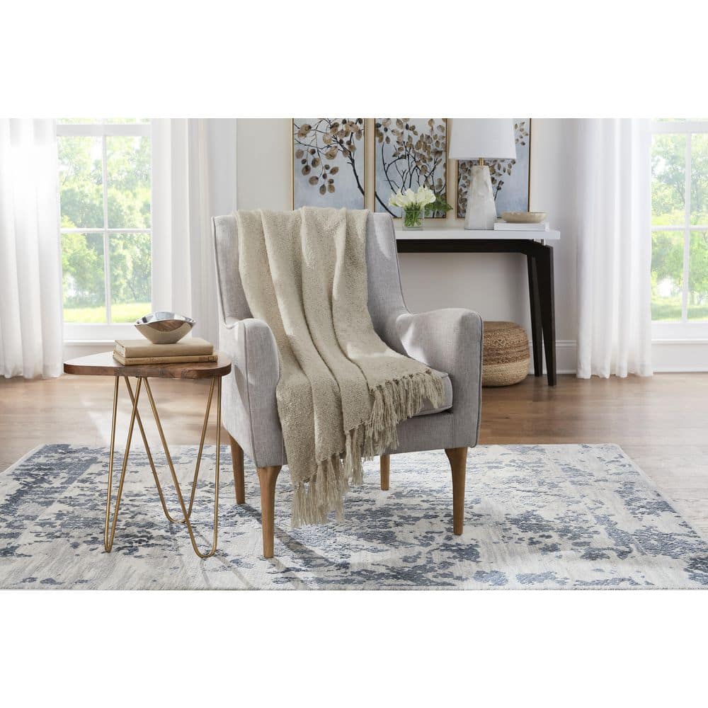 50 x 60 Home Decorators Collection Cozy Boucle Throw Blanket w/ Fringe Tassels Ivory $11.24 Free Shipping