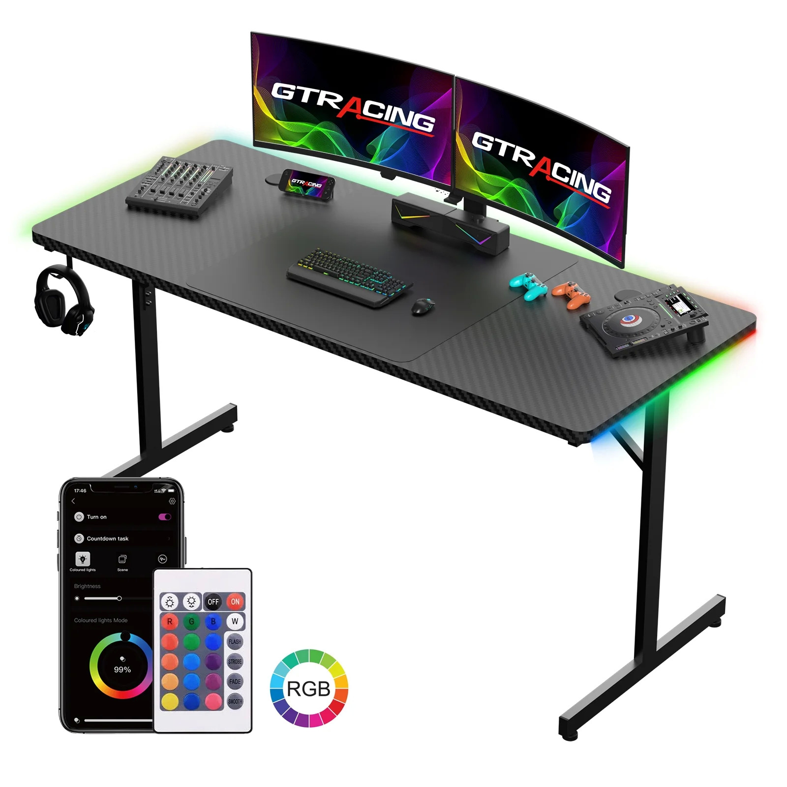 55 GTRACING Large RGB Gaming Desk $70 Free Shipping