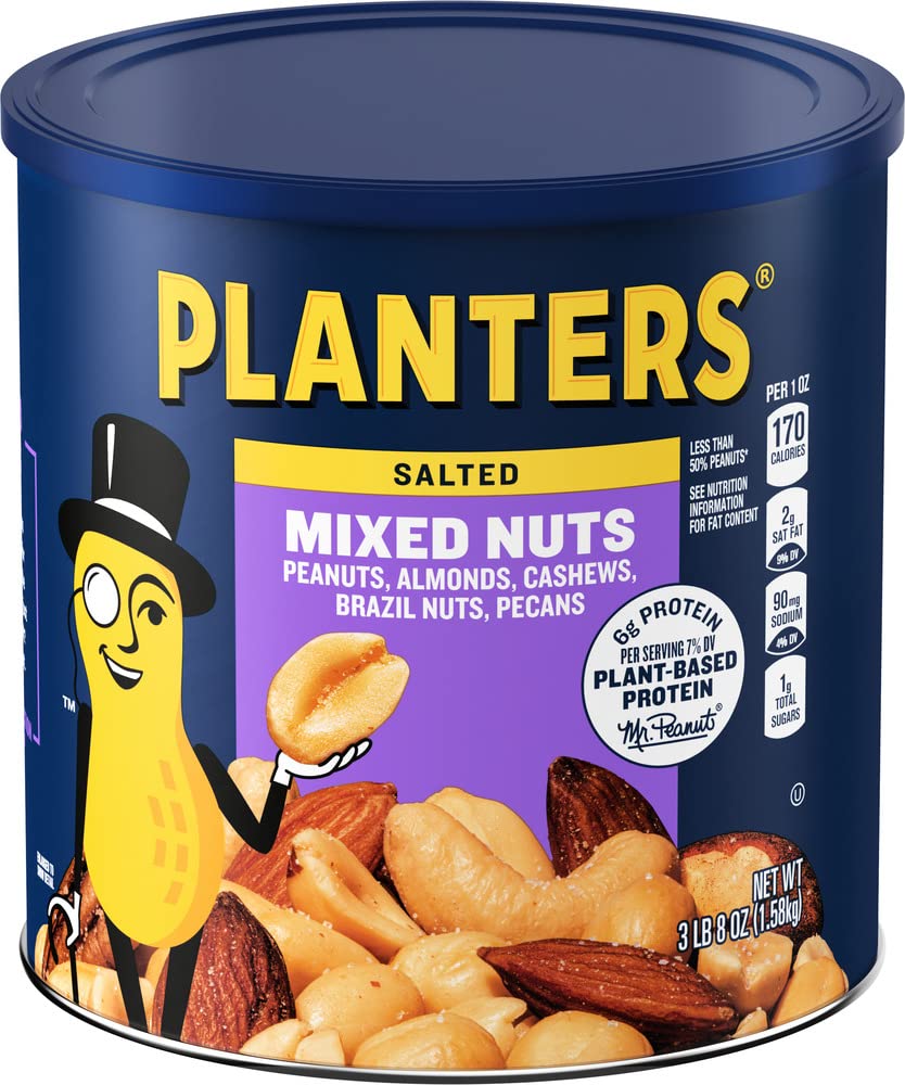 56-Oz. Planters Salted Mixed Nuts Peanuts, Almonds, Cashews, Brazil Nuts, Pecans $12 w/ S S Free Shipping w/ Prime or on