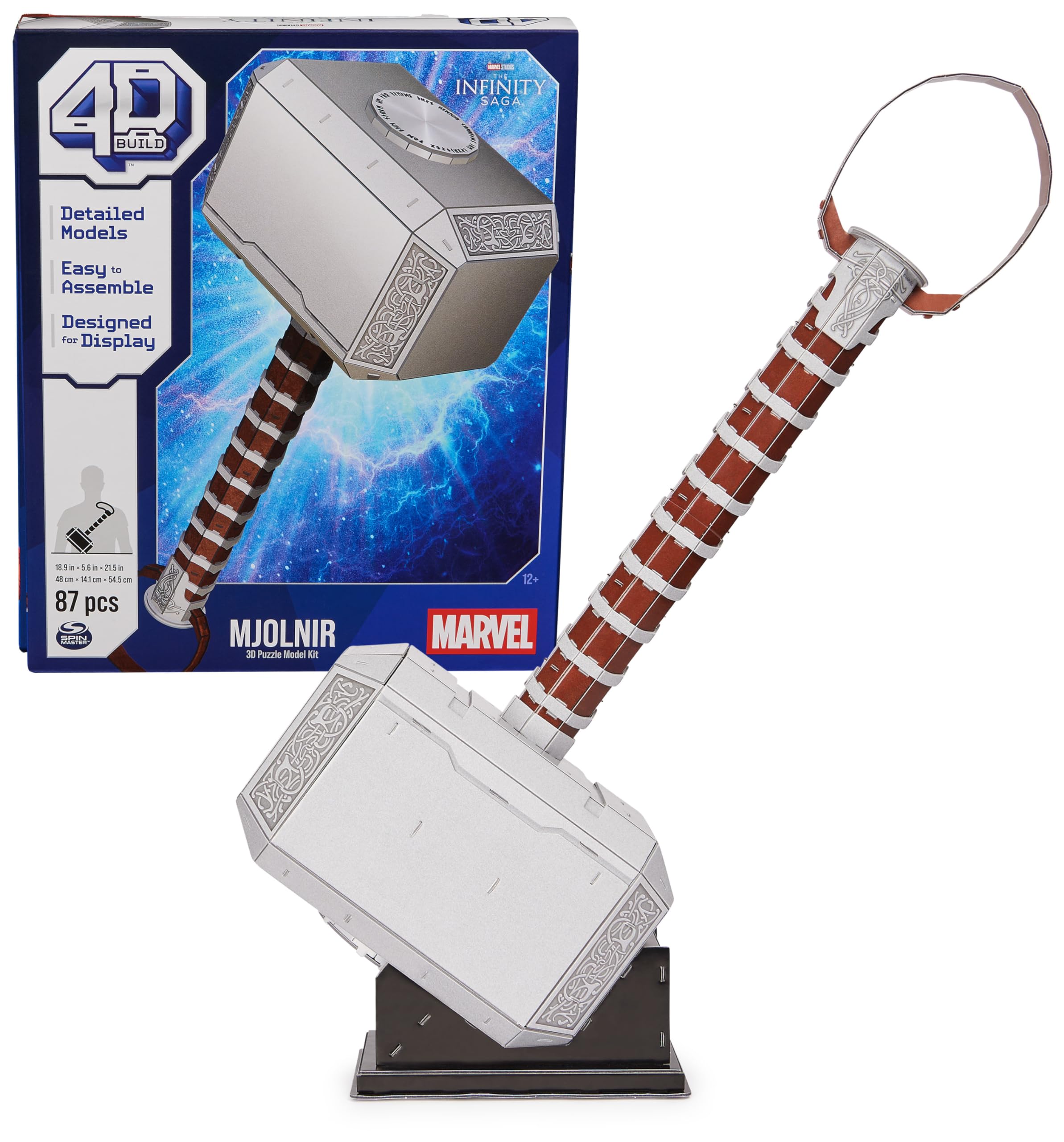 $5.90 87-Piece 4D Build Marvel Mjolnir Thors Hammer 3D Puzzle Model Kit w/ Stand