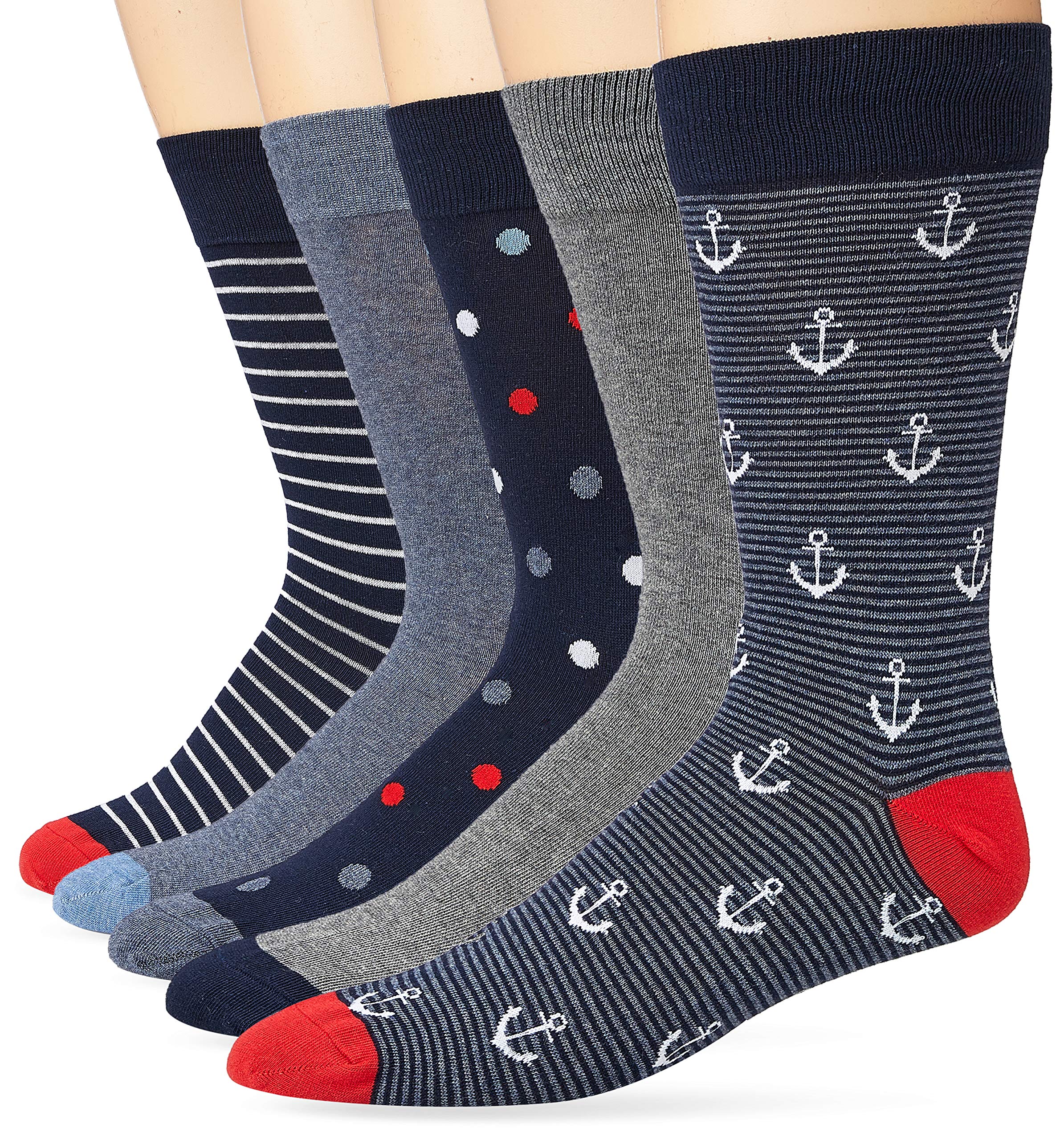 5-Pack Amazon Essentials Previously Goodthreads Mens Patterned Socks One Size $9.50 Free Shipping w/ Prime or on $35