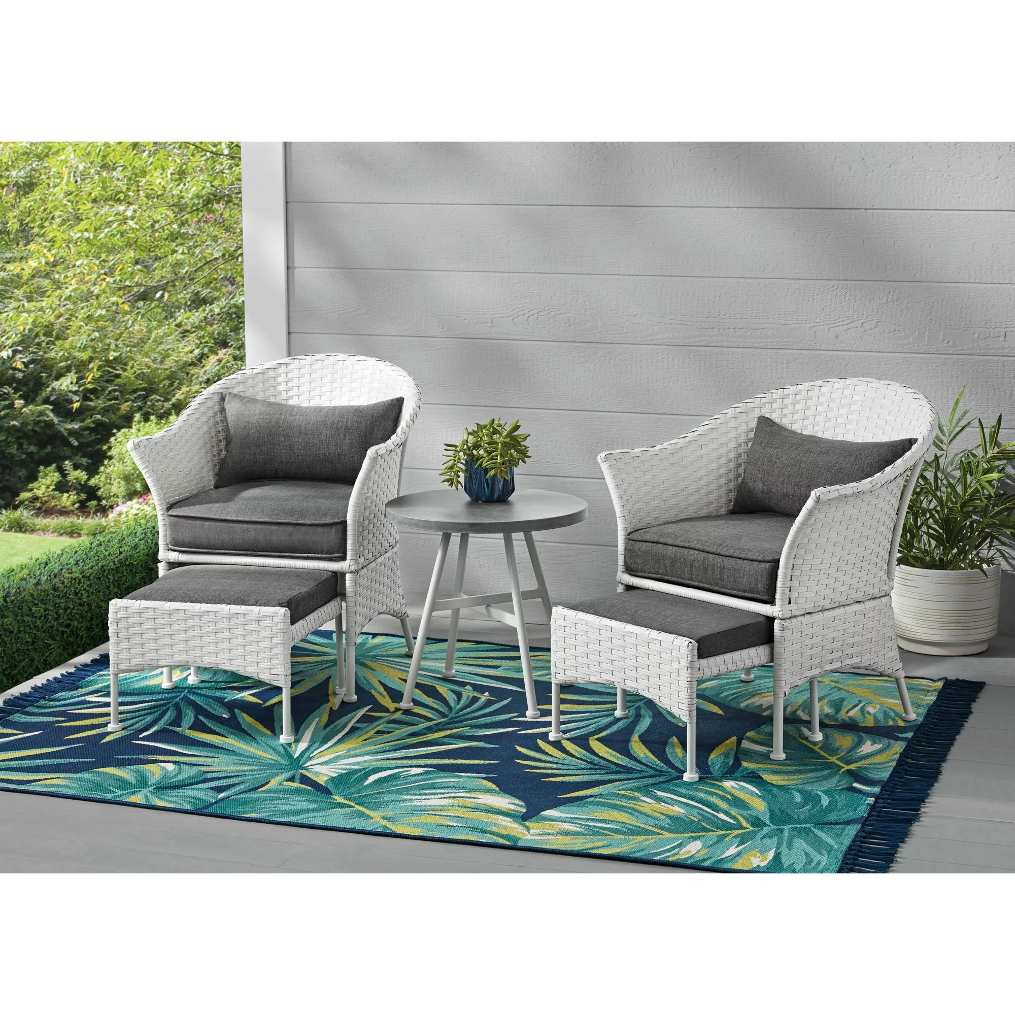5-Piece Mainstays Arlington Glen Outdoor Wicker Patio Furniture Set White/Gray $197 Free Shipping