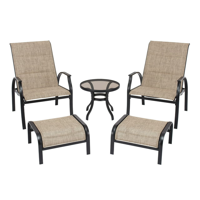 5-Piece Mainstays Highland Knolls Steel Outdoor Patio Furniture Chat Set Tan $164 Free Shipping
