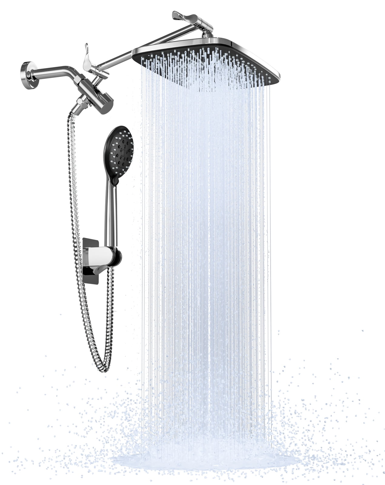5-Setting High Pressure Shower Heads for Bathroom 12 inch Rain Shower Head with Handheld Combo Dual Rainfall Shower Head