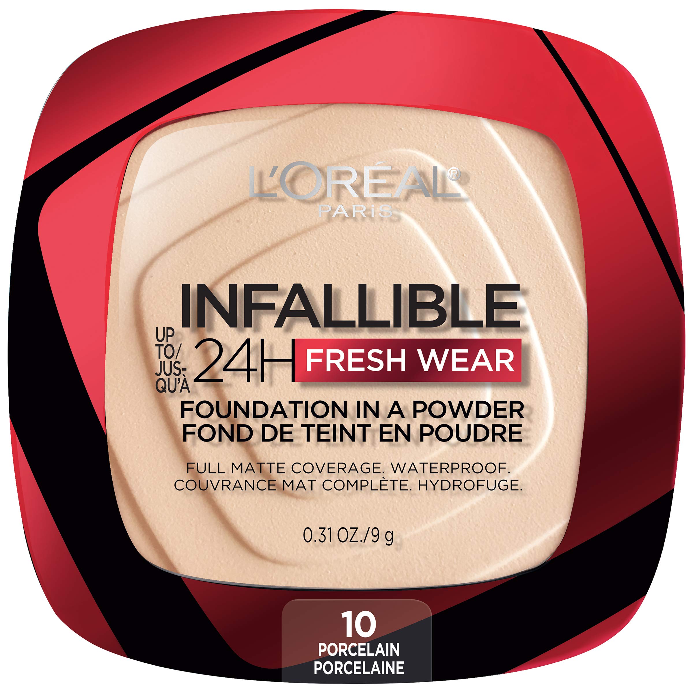 $6.39 /w S S LOreal Paris Makeup Infallible Fresh Wear Foundation in a Powder, Porcelain, 0.31 oz.