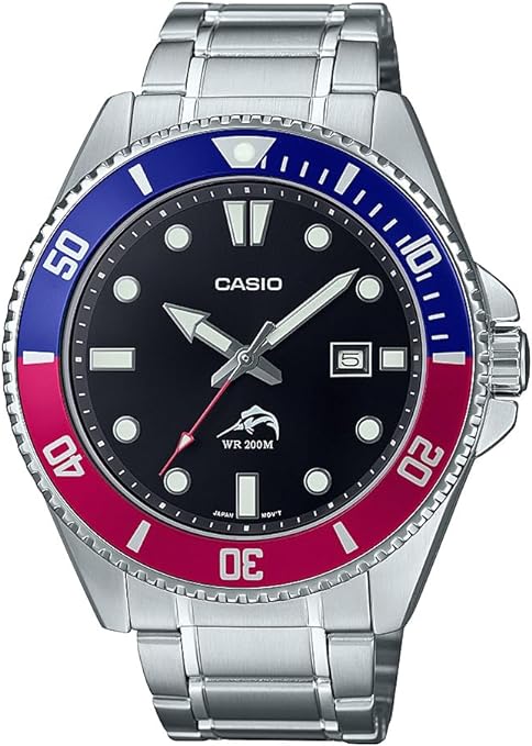 $66 Casio Mens Classic Dive Style Watch, 200 M WR, Screw Down Crown and Case Back, MDV106 Series