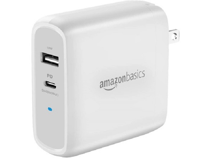 68W AmazonBasics 2-Port GaN USB-C/USB-A Wall Charger White $10 More Free S/H w/ Amazon Prime